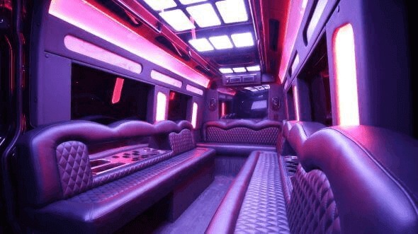 Interior of Charter Bus Company Gallatin's 18 Passenger Party Bus in Gallatin