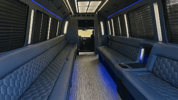 Interior of Charter Bus Company Clarksville's 25 Passenger Party Bus in Clarksville