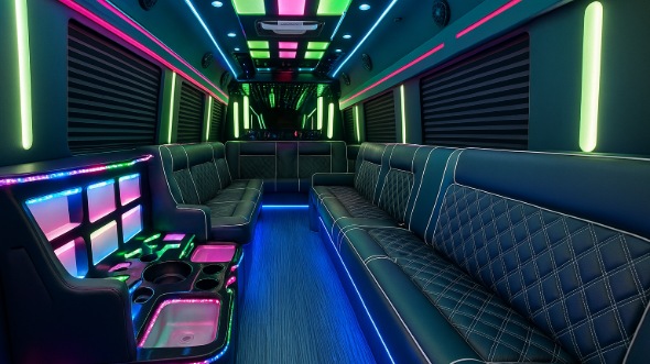 Interior of Charter Bus Company Franklin's 25 Passenger Party Bus in Franklin