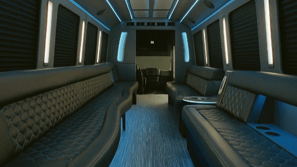 Interior of Charter Bus Company Hendersonville's 25 Passenger Party Bus in Hendersonville