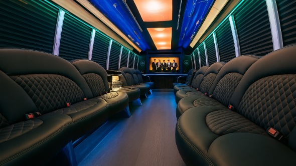 Interior of Charter Bus Company Clarksville's 28 Passenger Party Bus in Clarksville