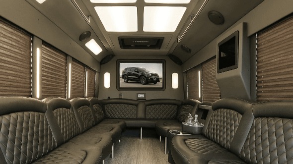 Interior of Charter Bus Company Smyrna's 28 Passenger Party Bus in Smyrna