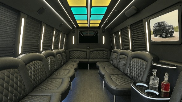 Interior of Charter Bus Company Hendersonville's 30 Passenger Party Bus in Hendersonville
