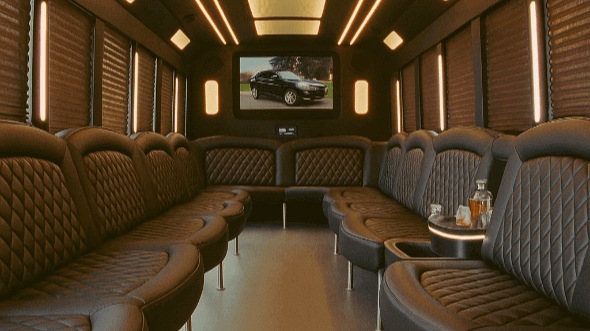 Interior of Charter Bus Company Hendersonville's 40 Passenger Party Bus in Hendersonville